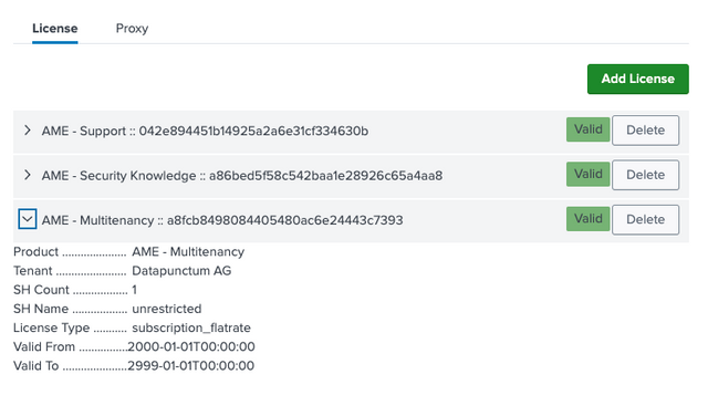 License Management Tab