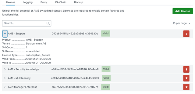 License Management Tab