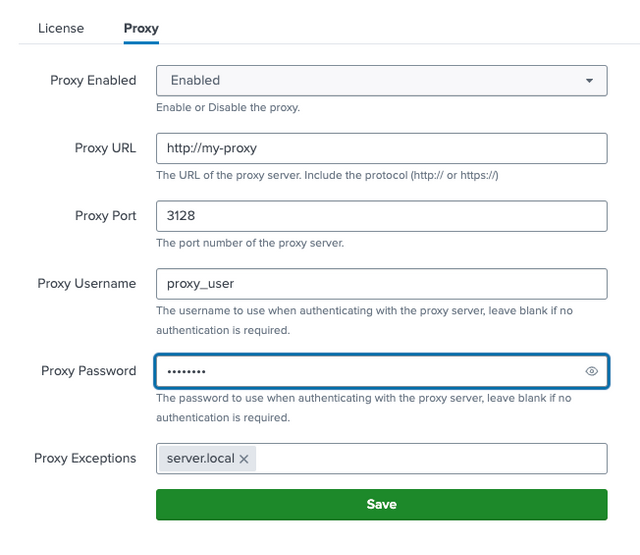 Proxy Settings Tab